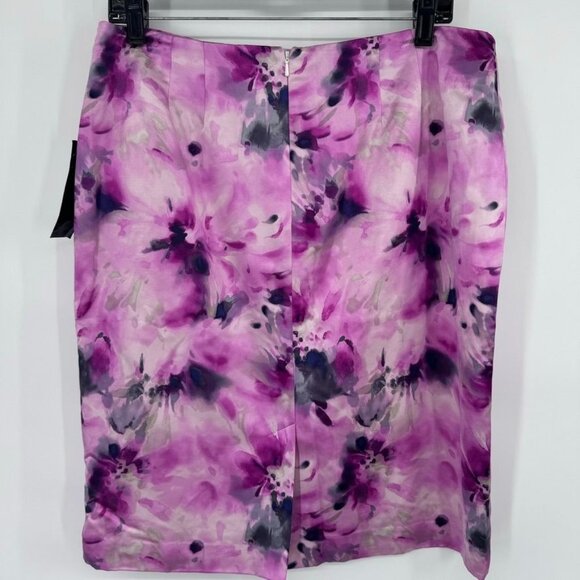 Jones New York Floral Pencil Skirt size 12 Pink  Womens satin Cotton blend new - Picture 7 of 10